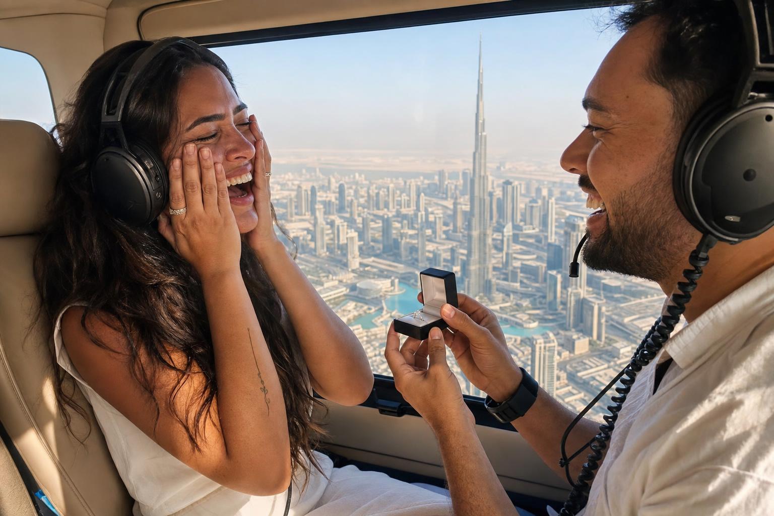 Helicopter proposal Dubai - marriage proposal in Dubai
