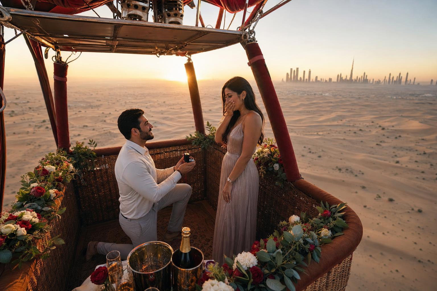Hot air balloon proposal - marriage proposal in Dubai