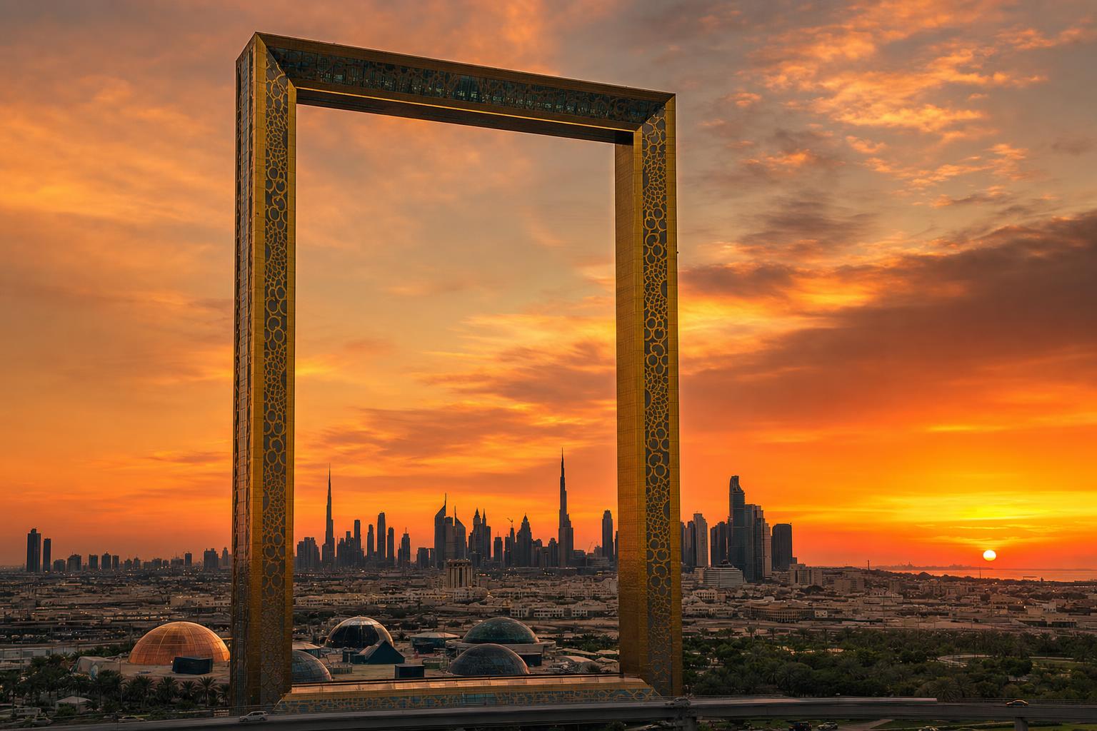 At the Dubai Frame - marriage proposal in Dubai